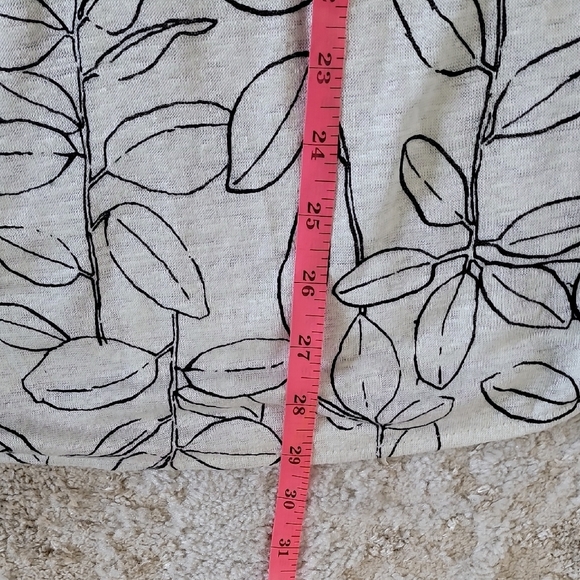 Cynthia Rowley 100% Linen Tunic Top Size 2X 3/4 Sleeve V Neck Leaf Floral Women - Picture 10 of 12